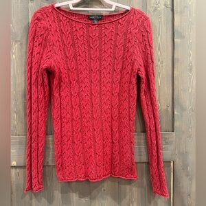 Ralph Lauren Red Cable Knit Sweater